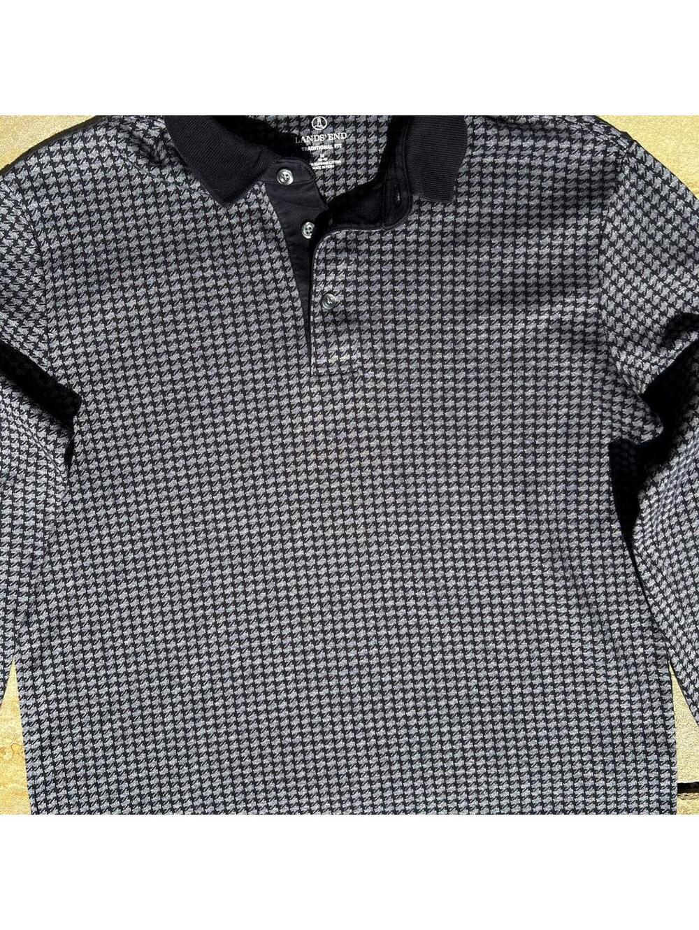 Houndstooth Pattern Rugby Black/Grey - Picture 2 of 4